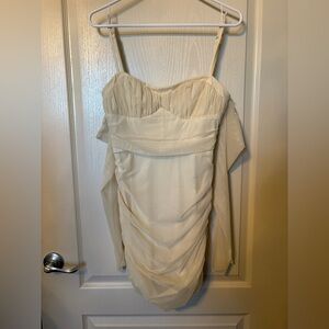 Oh Polly Cream Long Sleeve Mini Dress